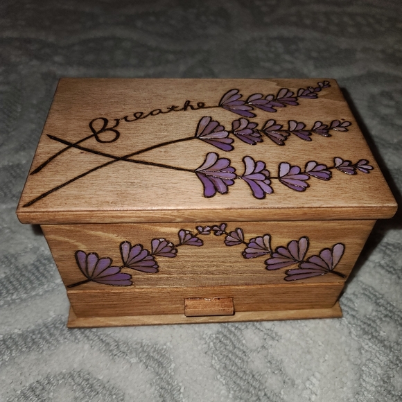 Handcrafted "Breathe" Lavender Jewelry Box - Picture 1 of 7